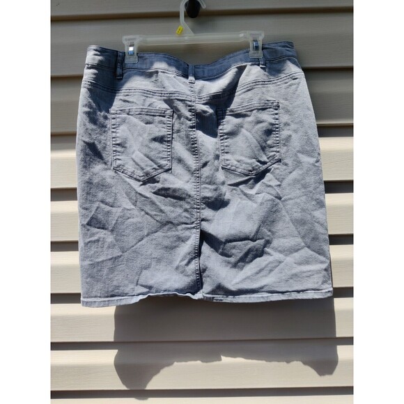 Jacqueline Smith Gray Denim Jean Skirt Light Wash Womens Sz 16 Knee Length Slit - Picture 7 of 12